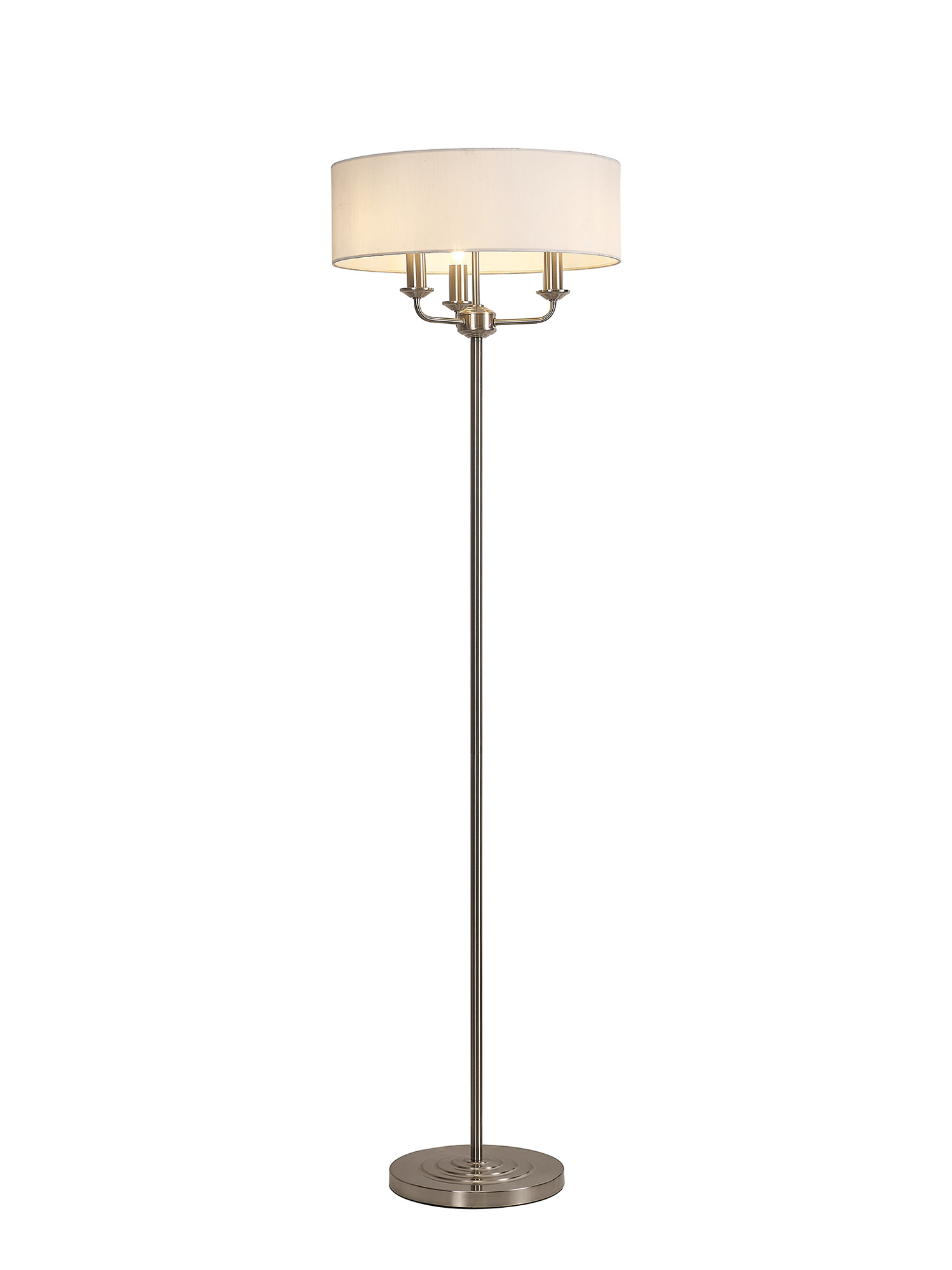 DK0921  Banyan 45cm 3 Light Floor Lamp Satin Nickel; White